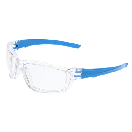MCR SAFETY SwaggerÂ® SR3 Series Clear Safety Glasses w/ Clear Lenses Aqua Blue Temples SR310